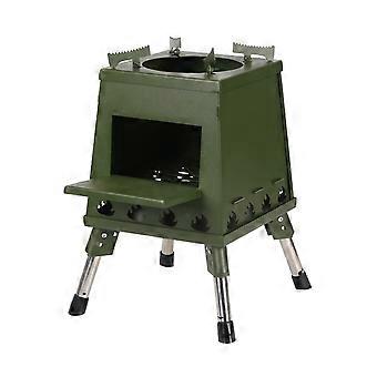 Wood Burning Camping Stove with Unlimited Fuel Options, Easy Ignite, Durable Green Finish
