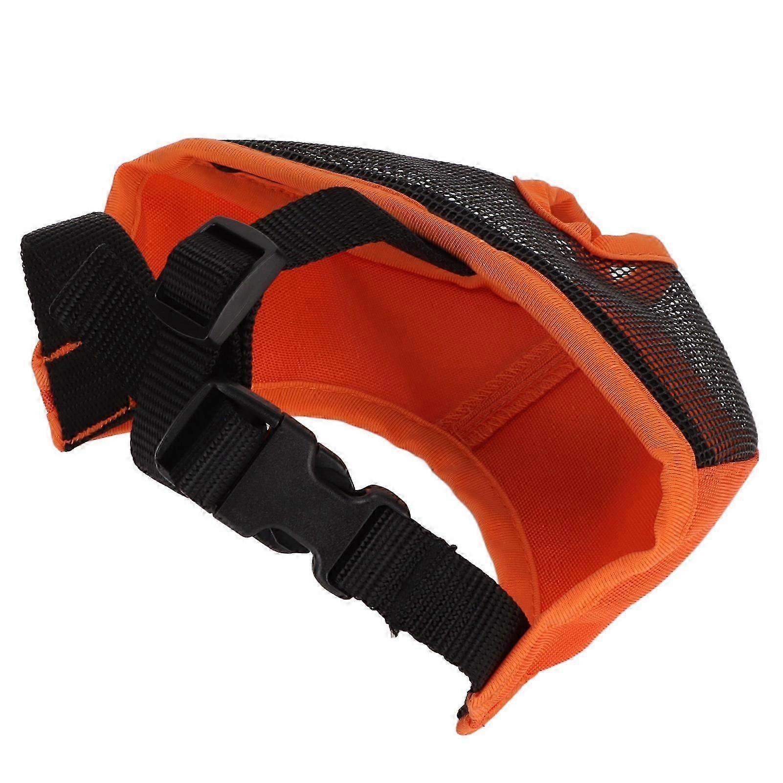 Adjustable Orange Mesh Bulldog Muzzle for Bark Control, Size L