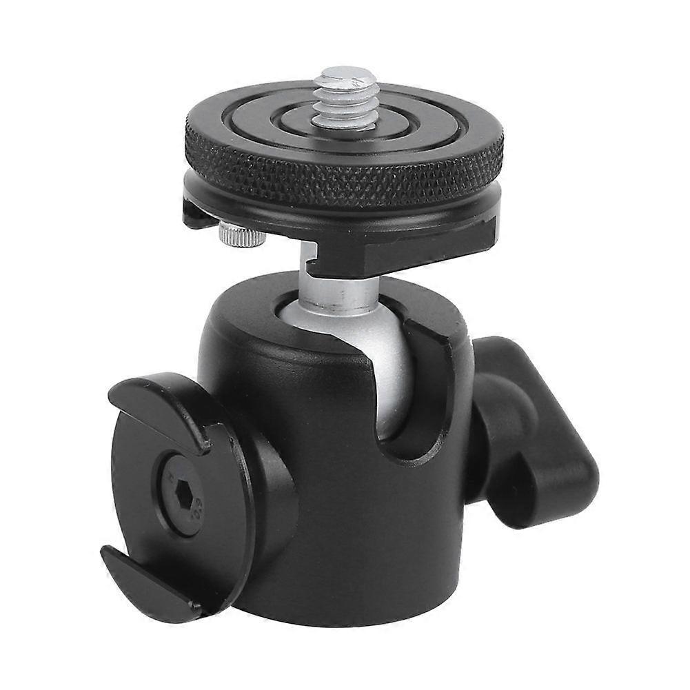 Double Hot Shoe Base Multifunction Alloy Ballhead Universal Type Compatible With Camera Black