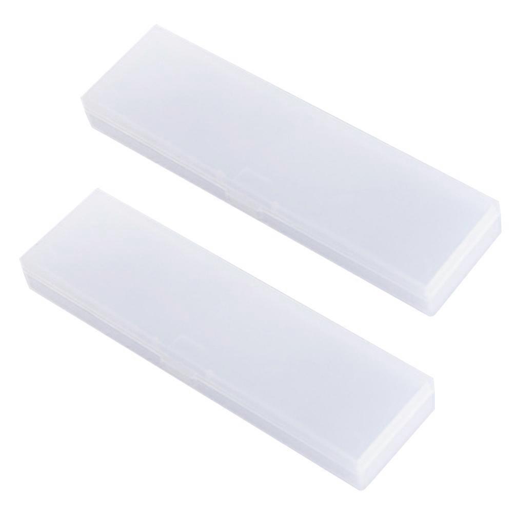 Plastic Pencil Case for Storage Use 2Pack Set with Separate Lids Two Compartments