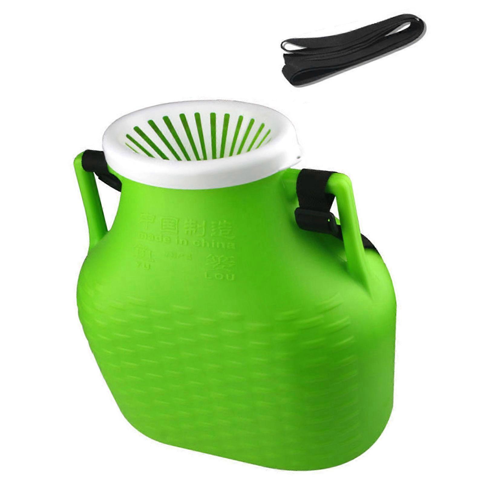 Panier à poissons portable de 15 L pour l'extérieur, seau à poissons vivants en plastique vert, pour un transport et une conservation faciles du poisson.