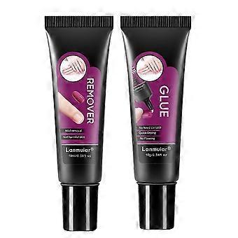 Solid Nail Glue Gel & Nail Remover Gel Kit  Extra Strong Long-Lasting Adhesive for Press-On & Acrylic with Gentle Quick-Dissolve Formula for Safe, Eas