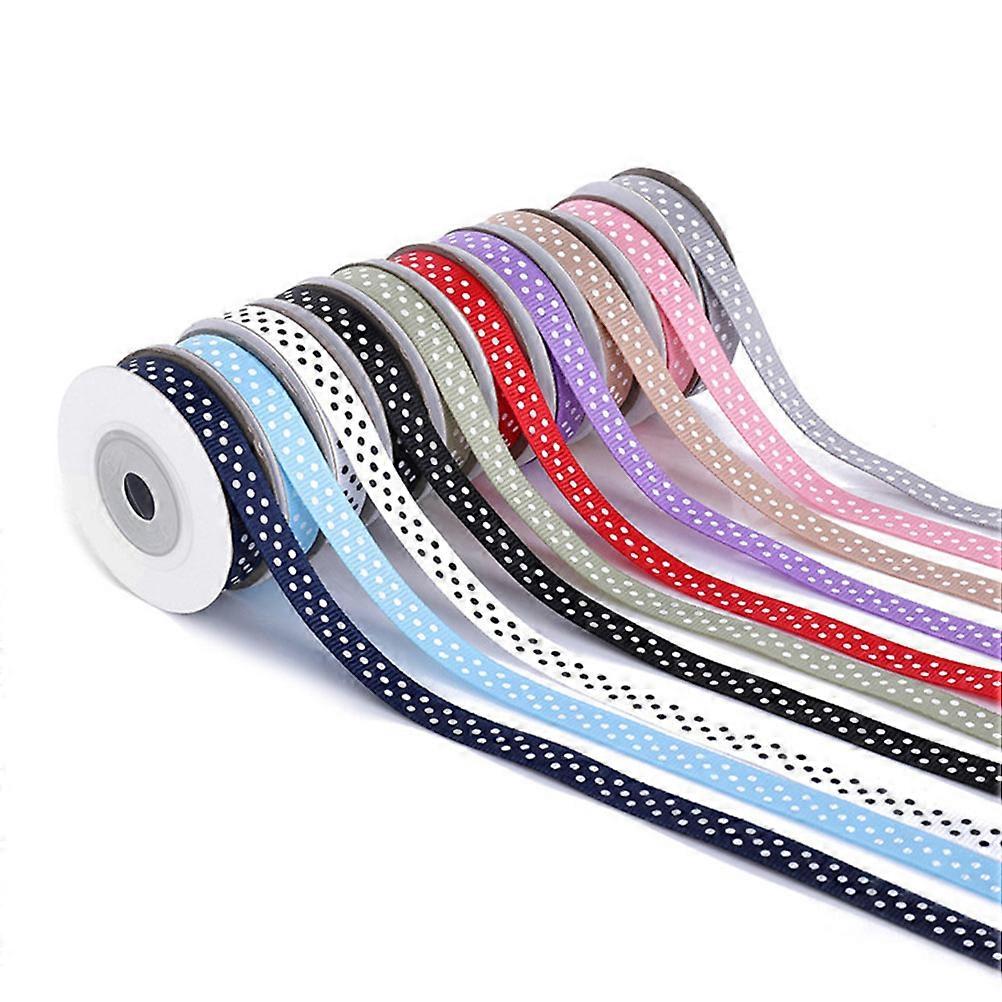 Dotted Ribbon Round Dotted Pattern Ribbed Ribbon for Decorating 5 Rolls