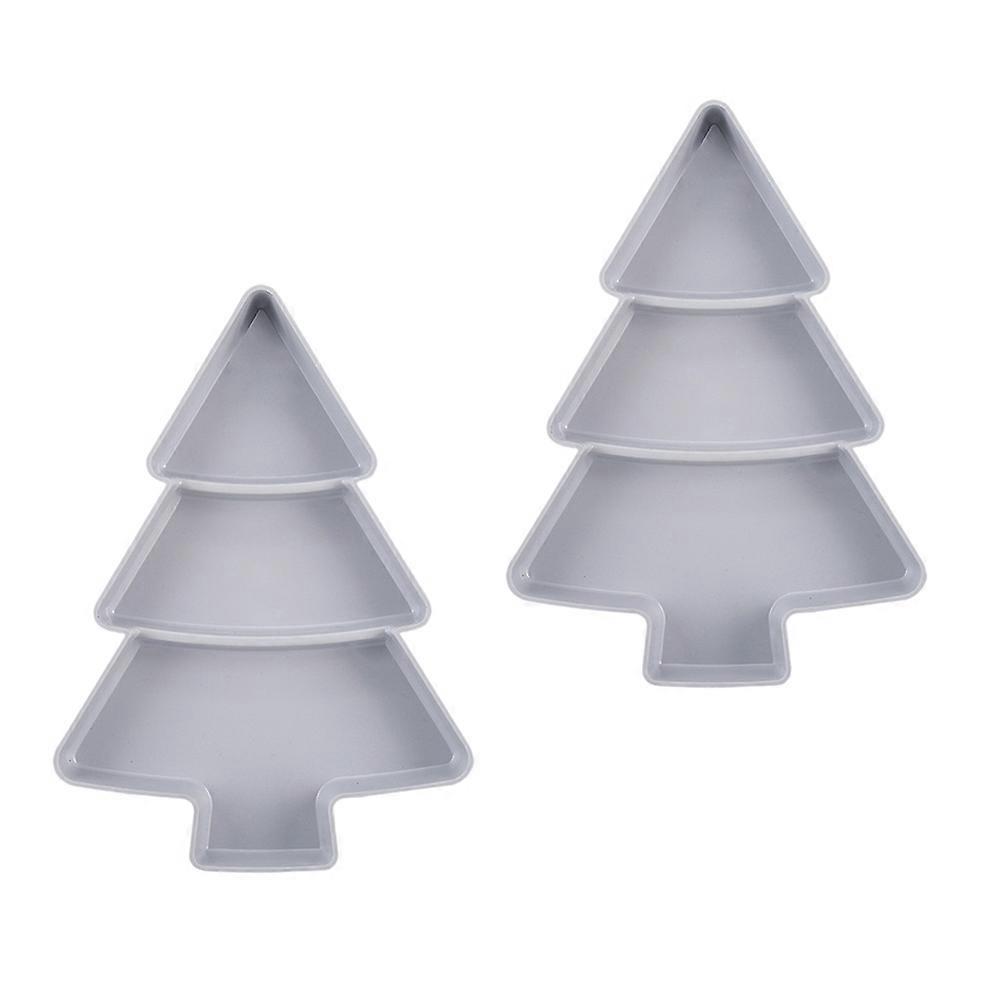 2Pcs Multifunction Christmas Tree Shape Fruit Plates Plastic Candy Snack Trays