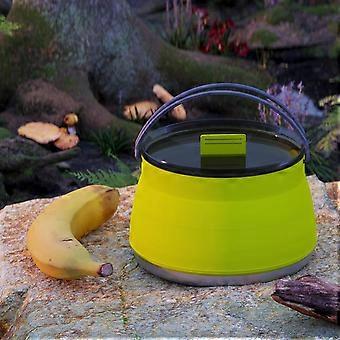 Collapsible Camping Kettle - 1L Lightweight, Double Handle, Food-Grade Silicone, Perfect for Hiking & Backpacking