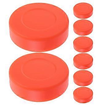 Conjunto de 8 discos de hóquei no gelo de plástico laranja para substituição, ideais para treinos e jogos de hóquei ao ar livre, para jovens jogadores e para uso em ambientes fechados.