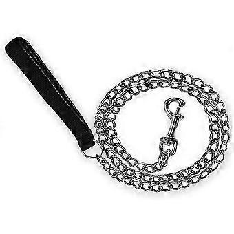 SHEVT-Anti-bite leash for dogs Dog leash Chain (180cm) in Steel Leash Metal Dog strong Leather handle-