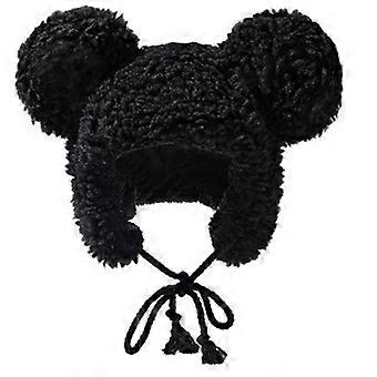 Solid Color Warm Lei Feng Hat Lamb Wool Hat Outdoor Trend Fluffy Bear Ear Hat