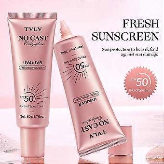 Sonnenschutzmittel mit Lichtschutzfaktor 50, Breitband-UVA/UVB-Schutz, leichte, feuchtigkeitsspendende Gesichtssonnencreme mit Peptiden und Cica, hinterlässt keinen weißen Film, klebt nicht.