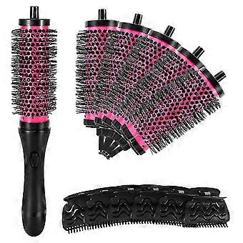 ZWS-6pcs/set 3 Sizes Detachable Handle Hair Roller Brush with Positioning Clips Aluminum Ceramic Barrel Curler Comb Hairdresser