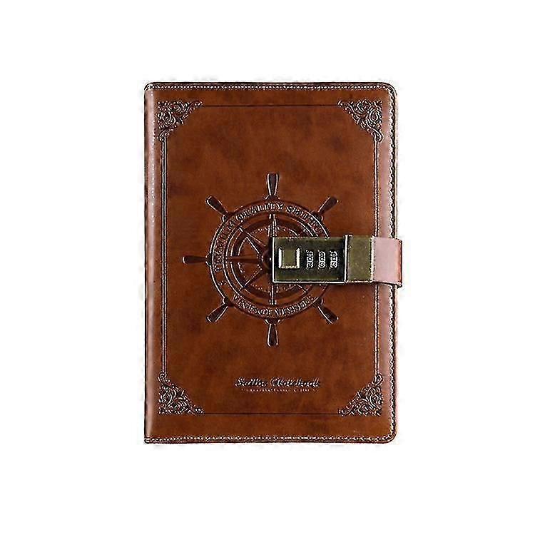 Notebook With Combination Lock, Retro Style Writing Pu Leather Journal