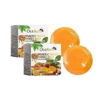 2X Natural Turmeric Honey Soap Bar, Whitening, Clean Skin, Remove Dark Spots, Stains