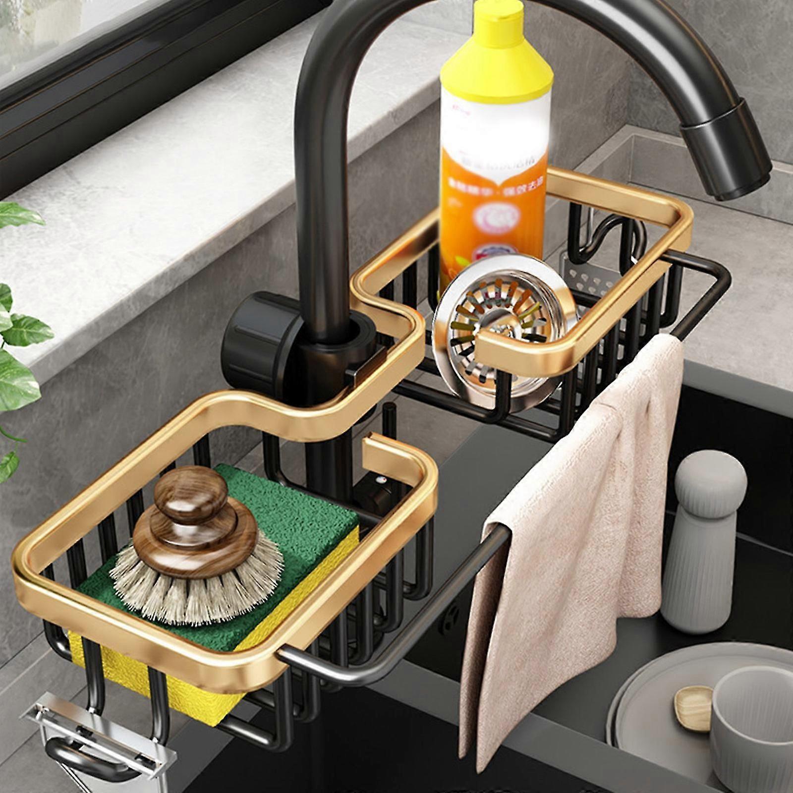Rotatable Large Capacity Sink Caddy Organizer Rust Proof Utility Sponge Holder