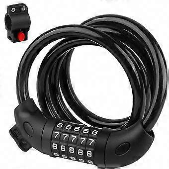 Bicycle Steel Cable Lock, 5 Digit Code, 1200mm * 12mm Anti-Theft Security Accessory for Cycling
