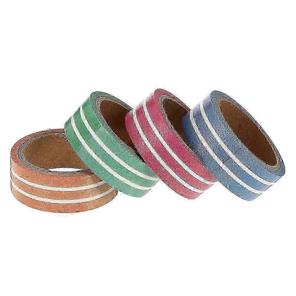 Stripe Pattern Paper Decorative Tapes 4 Rolls Compatible with Crafts Scrapbooking