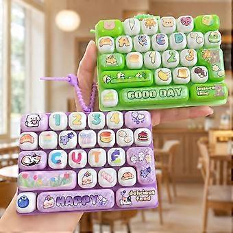 Candy Color Cartoon Decompression Keyboard Keychain 26 Keys Soft Keycap Fidget Toy for Students Boredom Relief