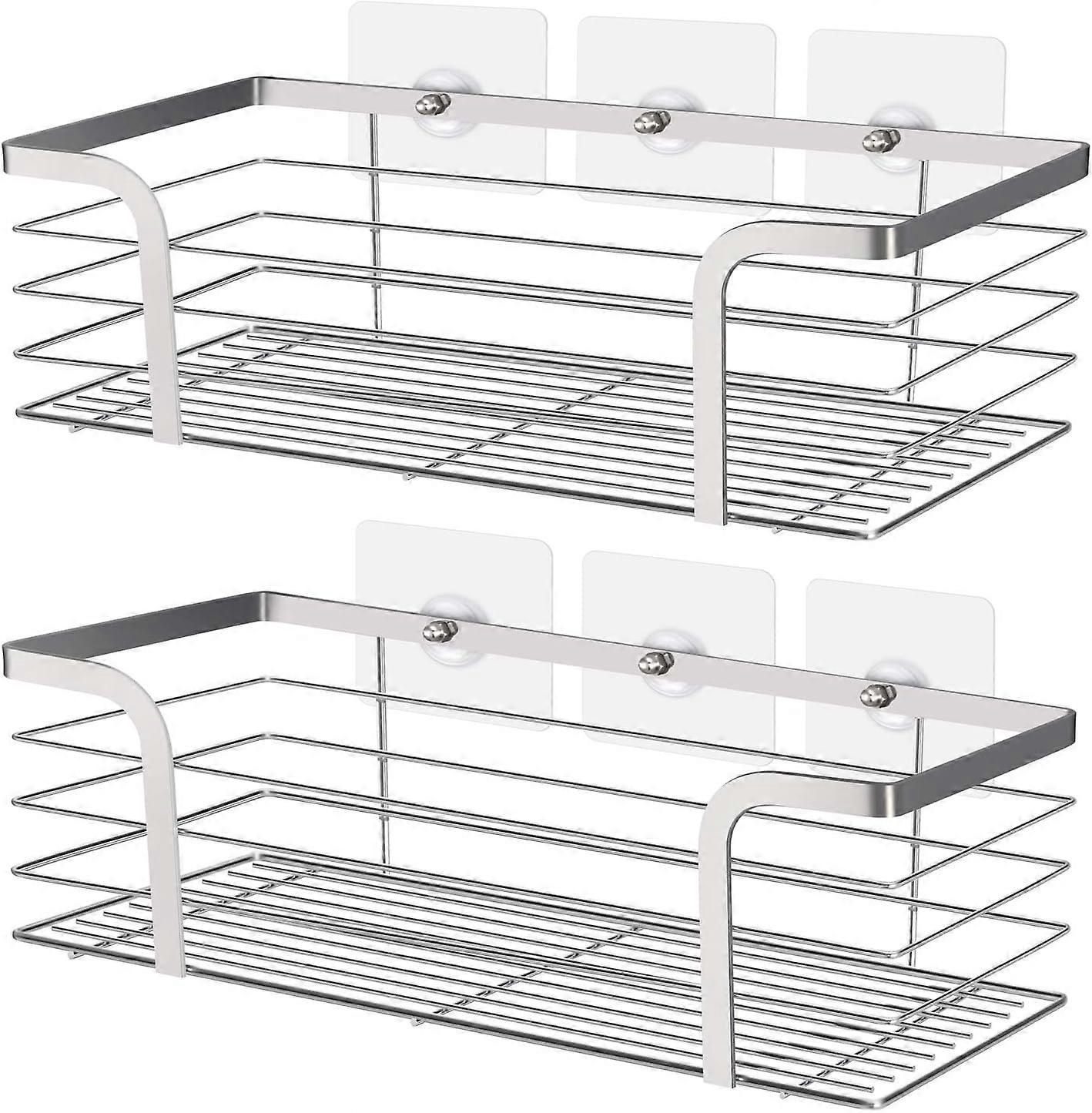 Large Storage Quick Drainage Adhesive Wall-Mounted Shower Caddy