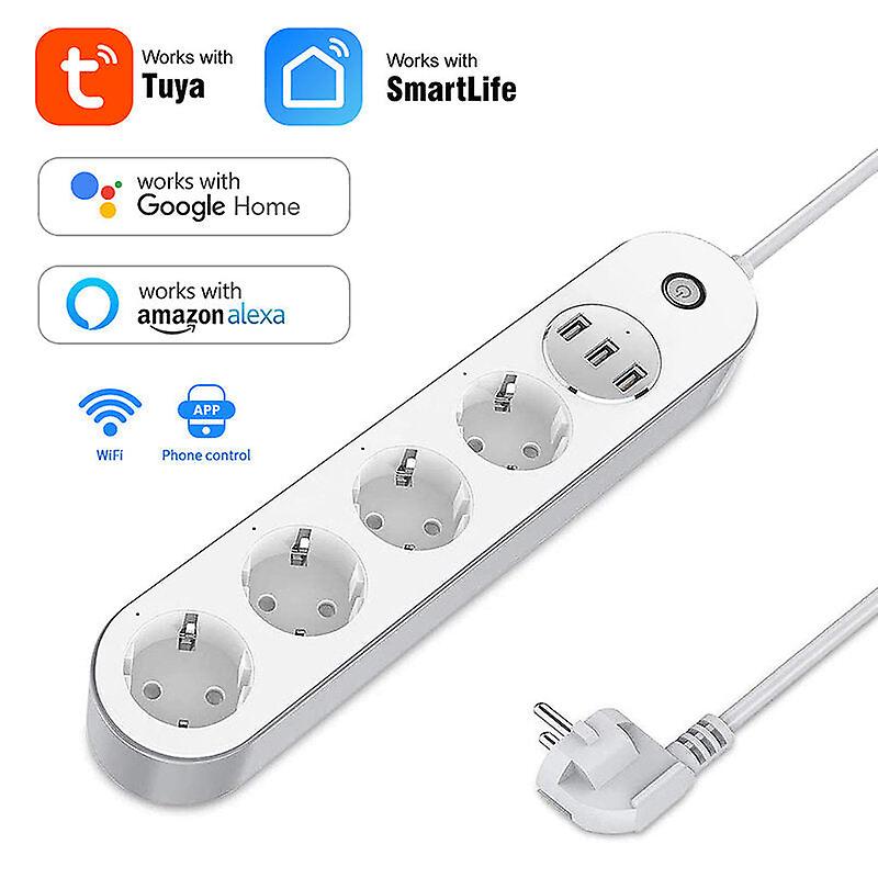 Wifi Smart Plug 3usb Charging Power Strip Timing Remote Voice Control Work Port Power Socket Support Alexa Google