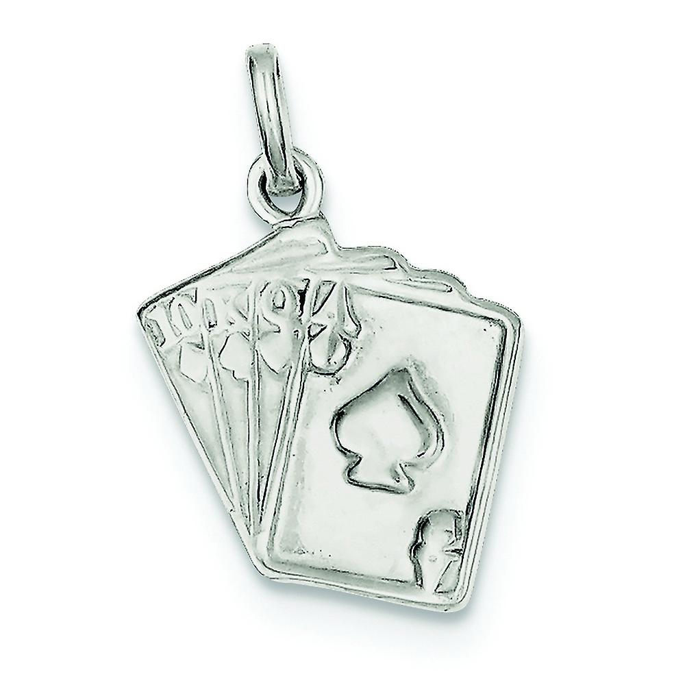 925 Sterling Silber Solid Polished Spielkarten Charm 25x17mm breite Anhänger Halskette für Frauen