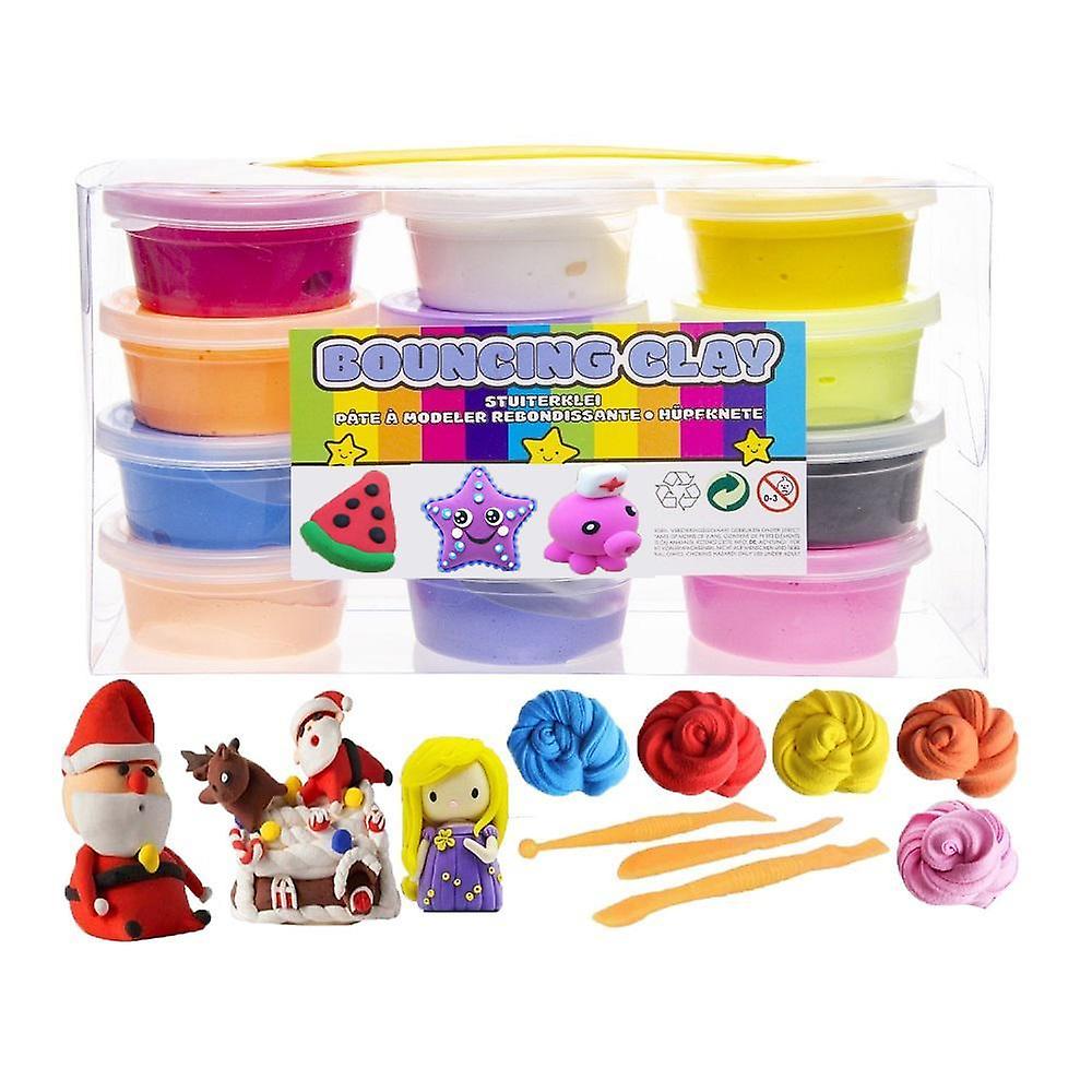 12-Pack Blød og elastisk hoppende Clay / Fluffy Slime