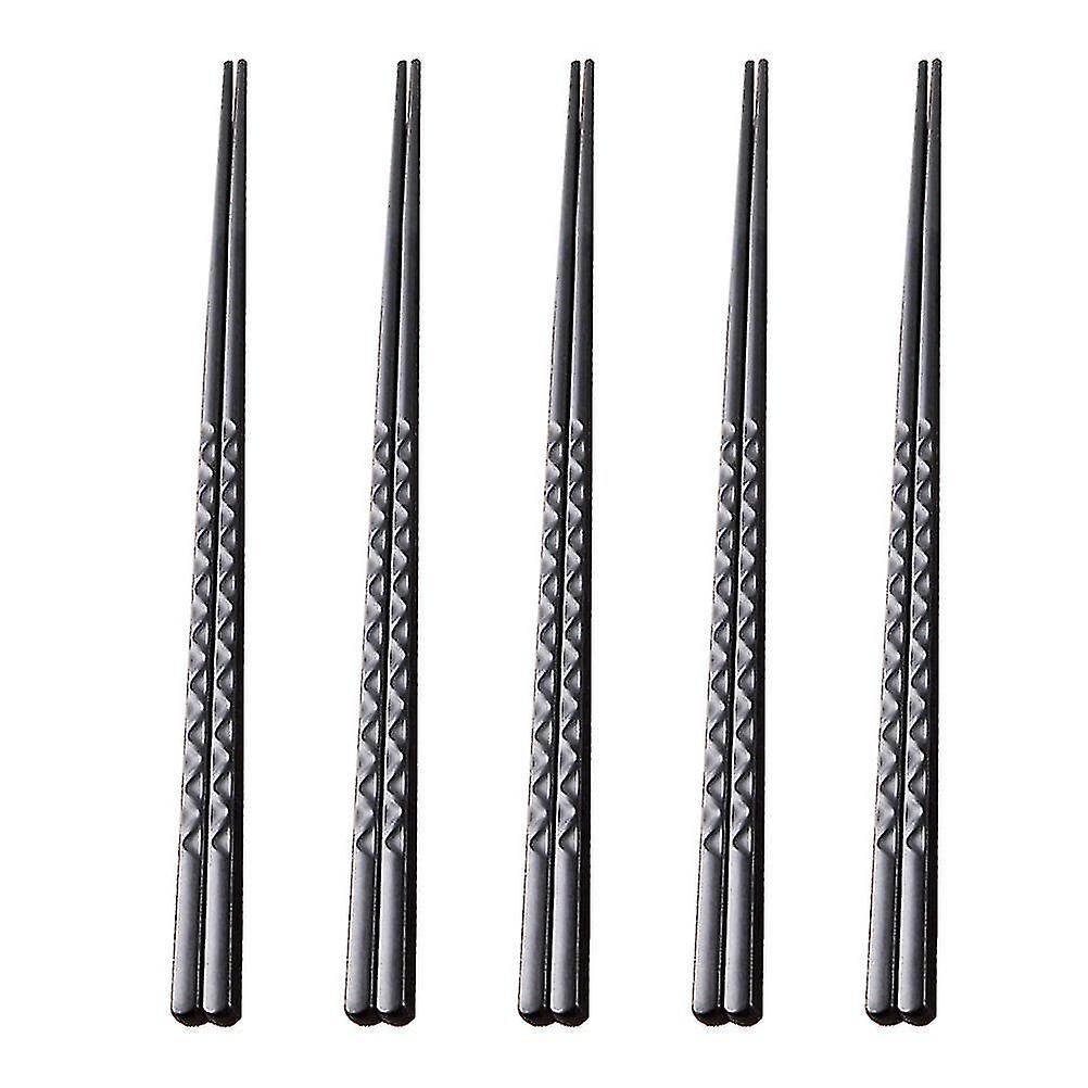 5 Pairs Reusable Chopsticks Non-slip Luxury Japanese Style Chopsticks Hexagonal Chopsticks (24cm Poi