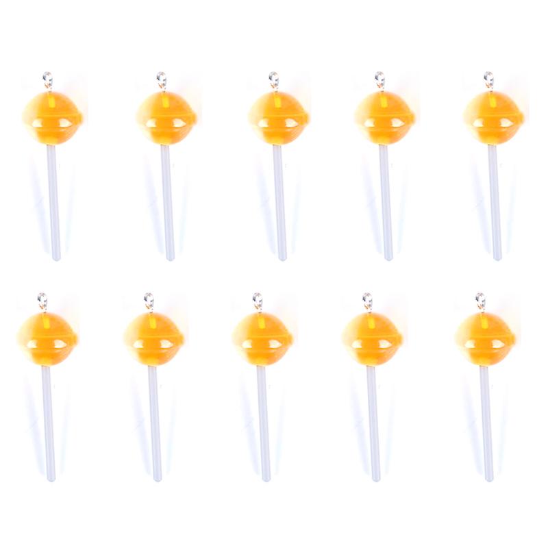 10pcs / set Résine Transparent Lollipop Charms Pendentif Bijoux Bricolage Faire Artisanat