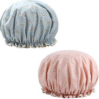Gorra de ducha para el cabello Gorro de baño impermeable para damas Pack de 2