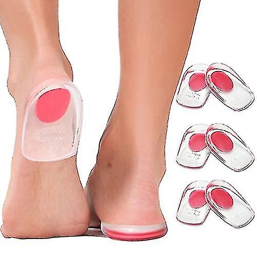 3 Pairs Gel Heel Cups Plantar Fasciitis Inserts, Silicone Gel Heel Pads For Heel Pain, Bone Spur Achilles Pain