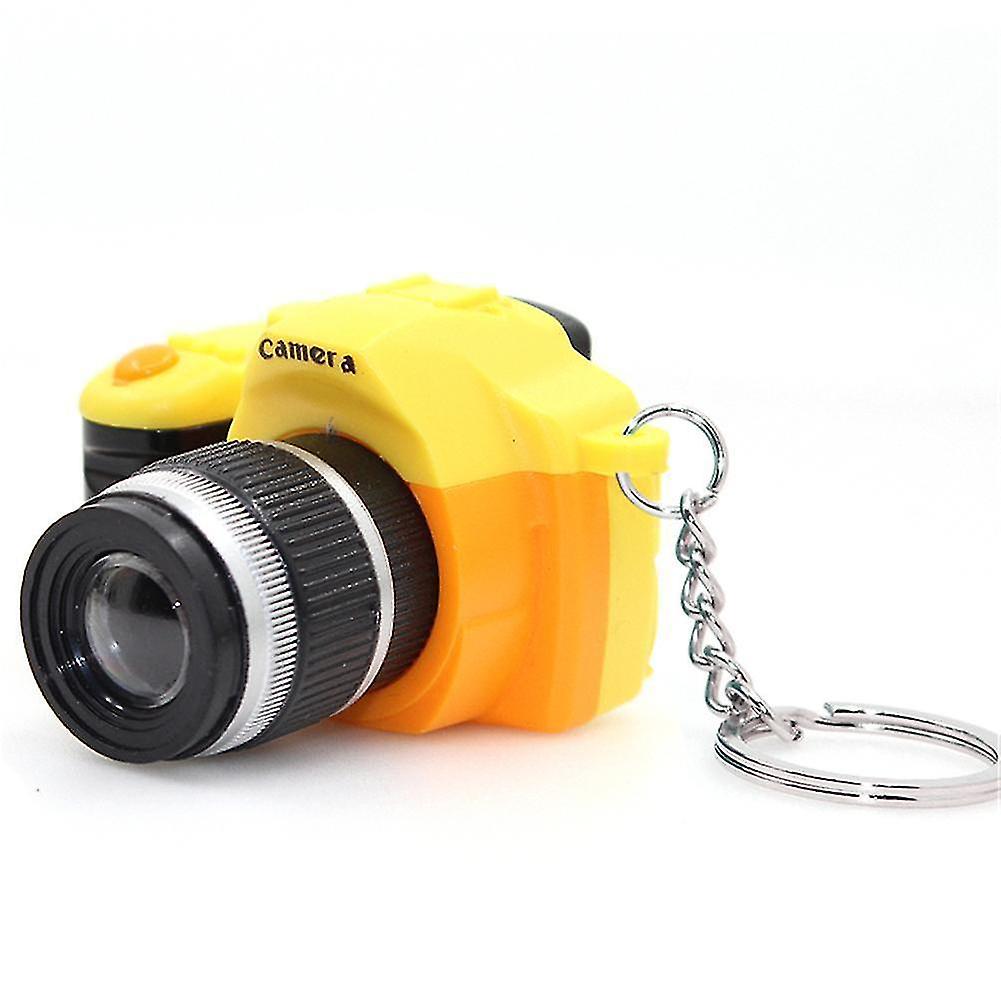 Yellow Digital Camera Design Led Flashing Keychain