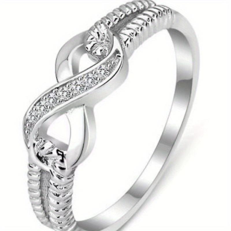 1pc Infinity Symbol Ring - Elegant Platinum Rhinestone Design For Women
