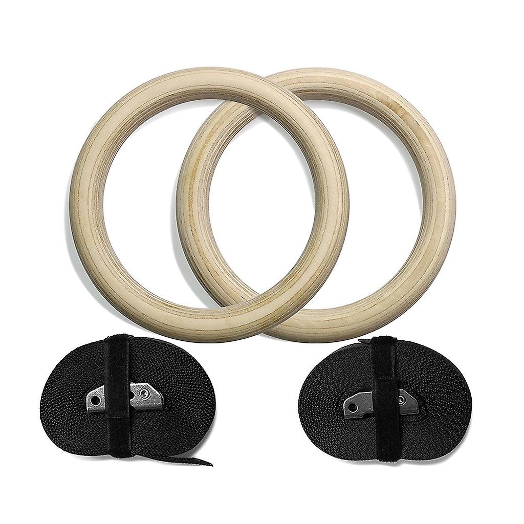木製体操リング調節可能なバックルストラップエクササイズ滑り止めトレーニングリング