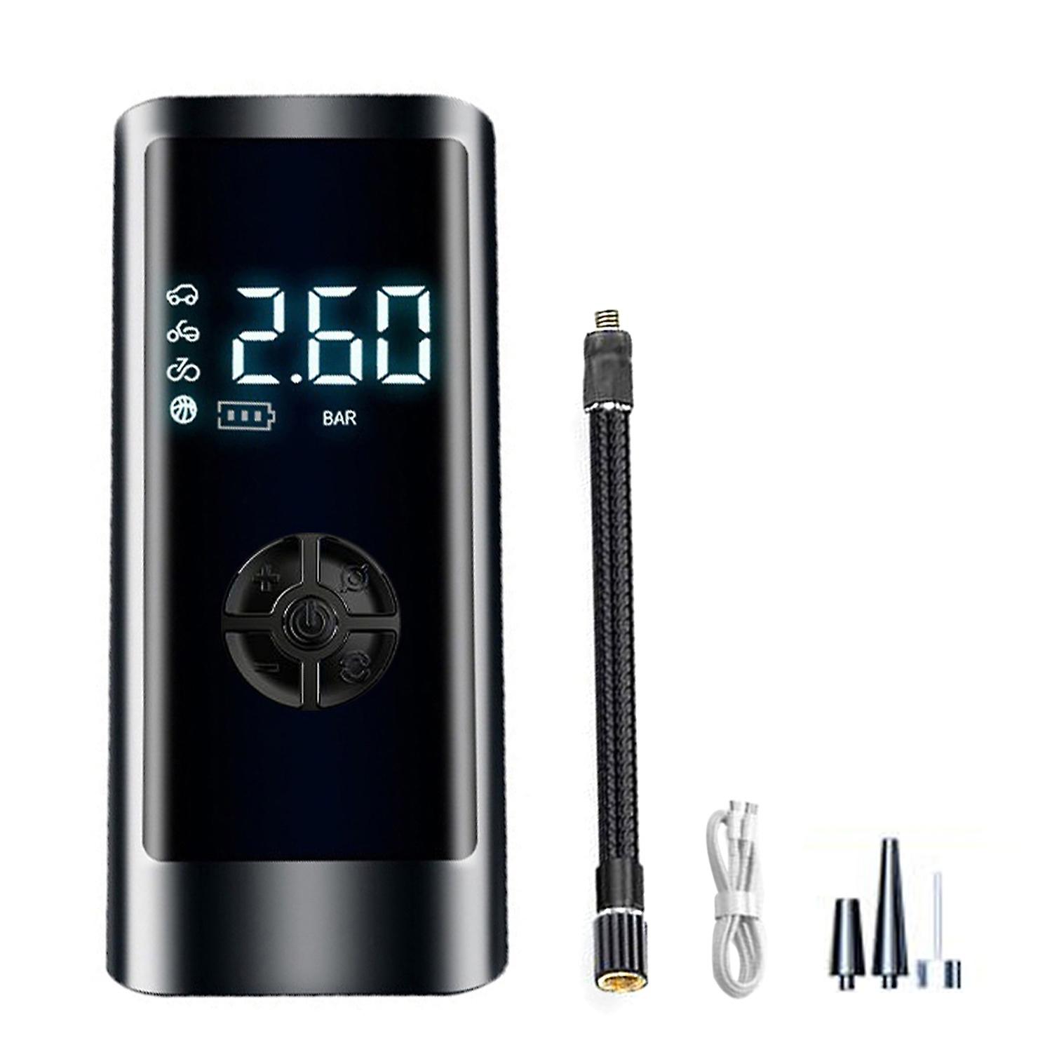 Portable Smart Digital Air Pressure Electric Inflator Pump Wireless Black For Cars Automobile Inflat