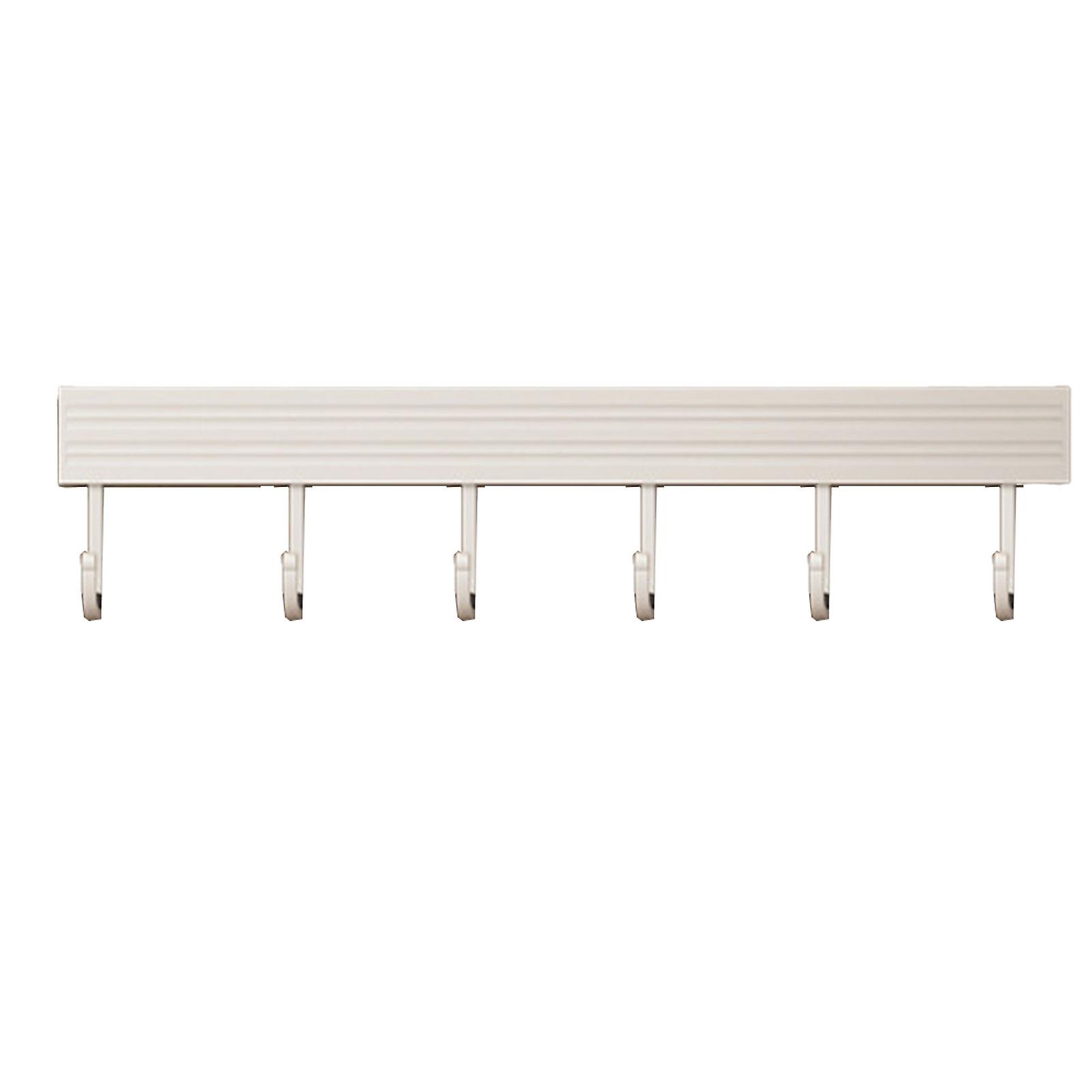 Wall Mounted Kitchen Hook Rack Space Aluminum Kitchen Utensils Hanger Punch Free Spoon Shovel Chopping Board Storage Rack White 6 Hooks 30cm