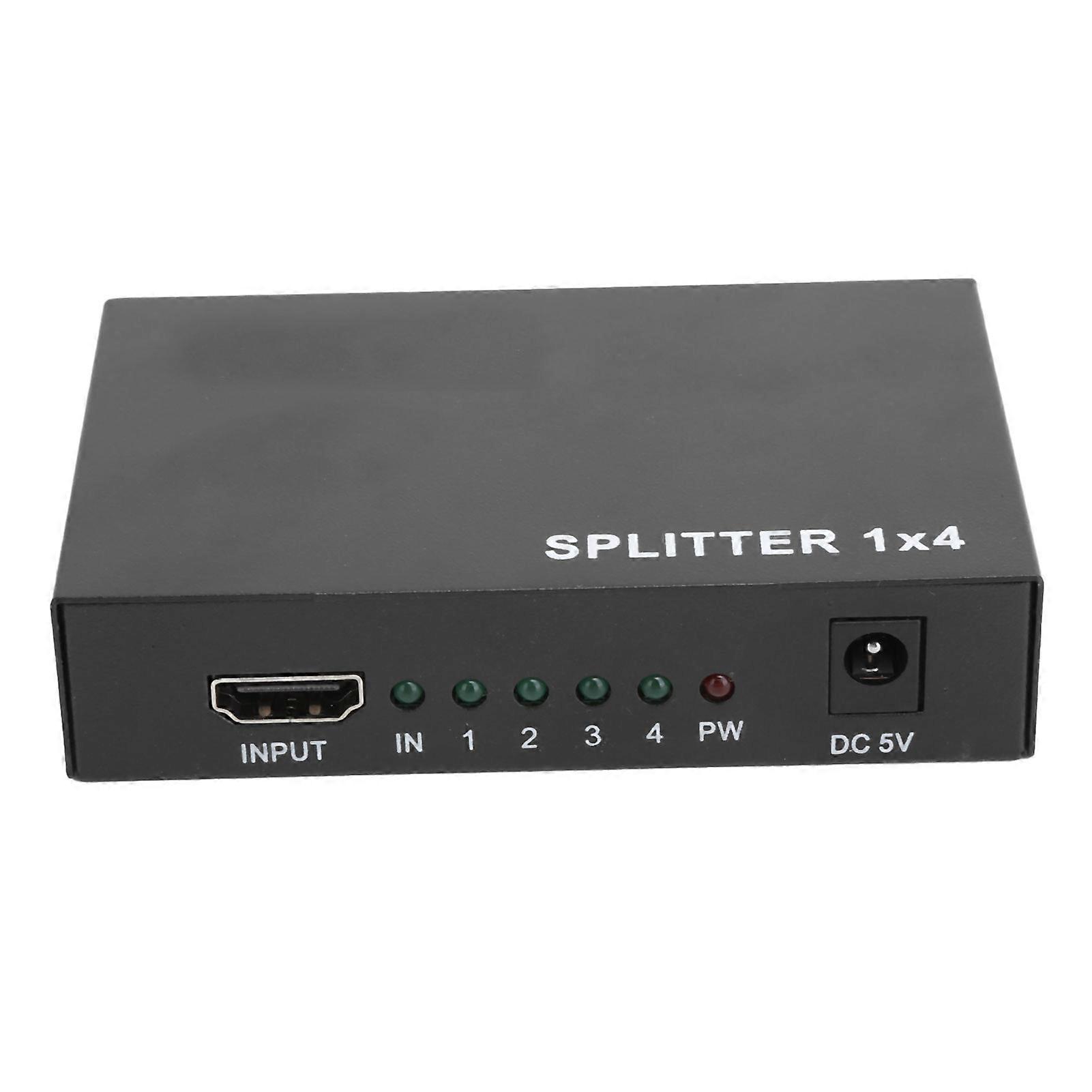High Definition Multimedia Interface Splitter 3D 1080P 1?in?4?out Amplifier US Plug 100?240VBlack