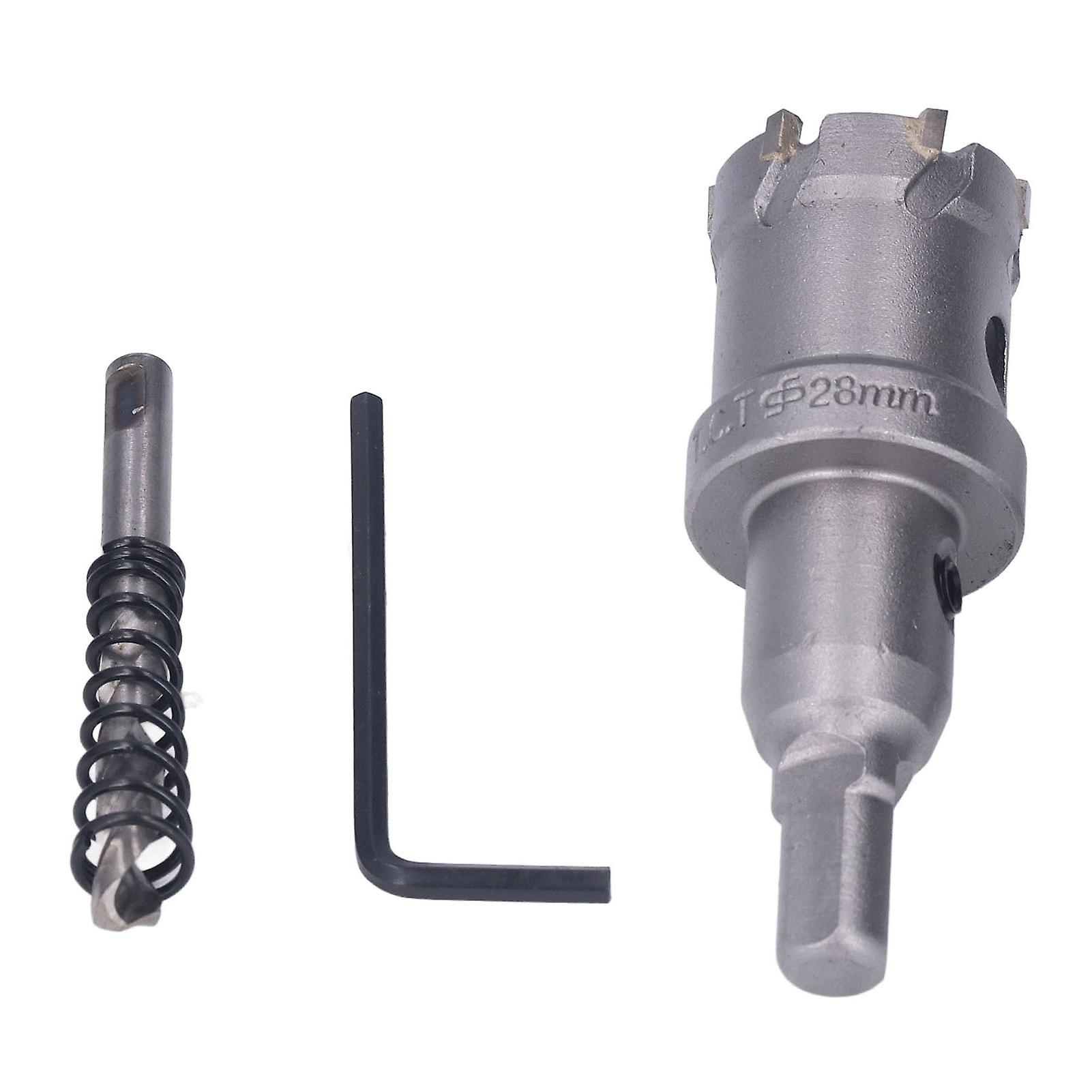 Carbide Hole Saw Bit TCT Thick Metal Teeth Hole Cutter Kit with Hex Wrench Coring Drill28mm / 1.1in