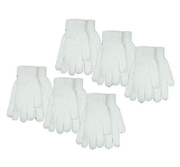 6 Paar Winterhandschuhe Classic Strickwaren Warme Handschuhe Solid White Cool