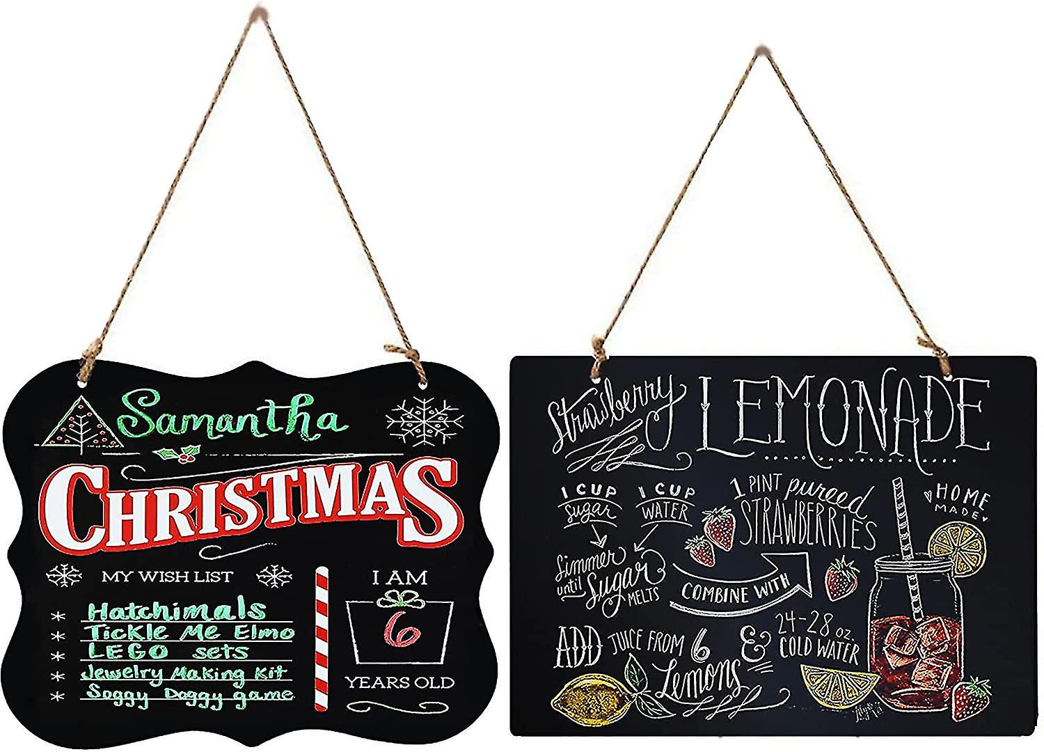 Vintage Tafelschilder Kreide Message Board mit hängender Schnur für Hochzeit, Bar, Café, Restaurant, Kinderhandwerk - 2er Pack