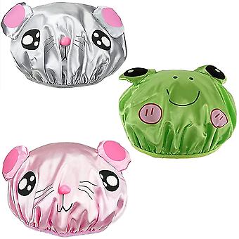 Veeki Bath Reusable Shower Caps Designed for Baby, Kids, Children,Long/Thick Hair, Cute, Waterproof, Cartoon Animal, Double Layer Bathing Hat for Boys