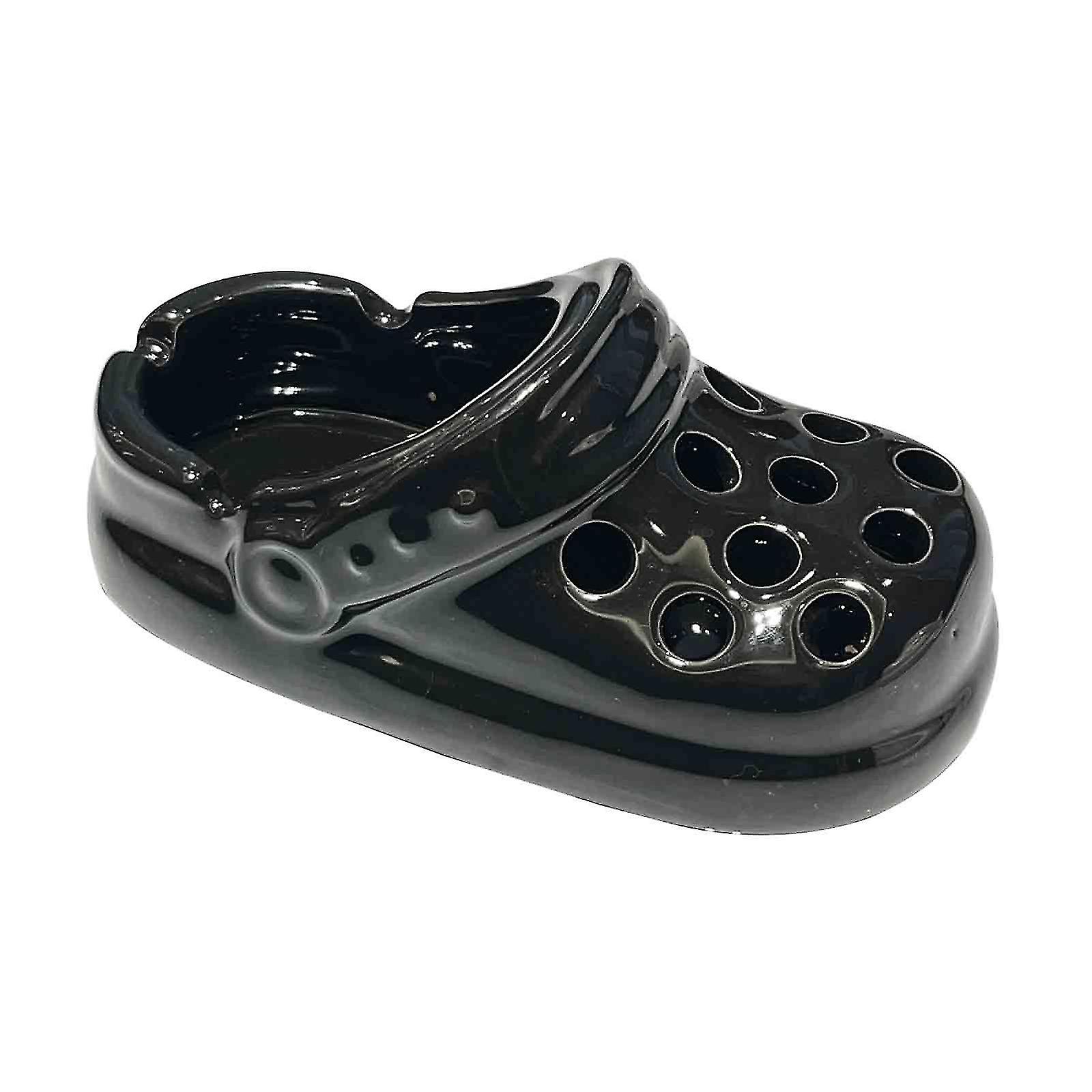 Ornements de cendrier Crocs drôle Cendrier en céramique Crocs Ornements de cendres anti-mouches drôles, 50% Offre-YKY416 noir