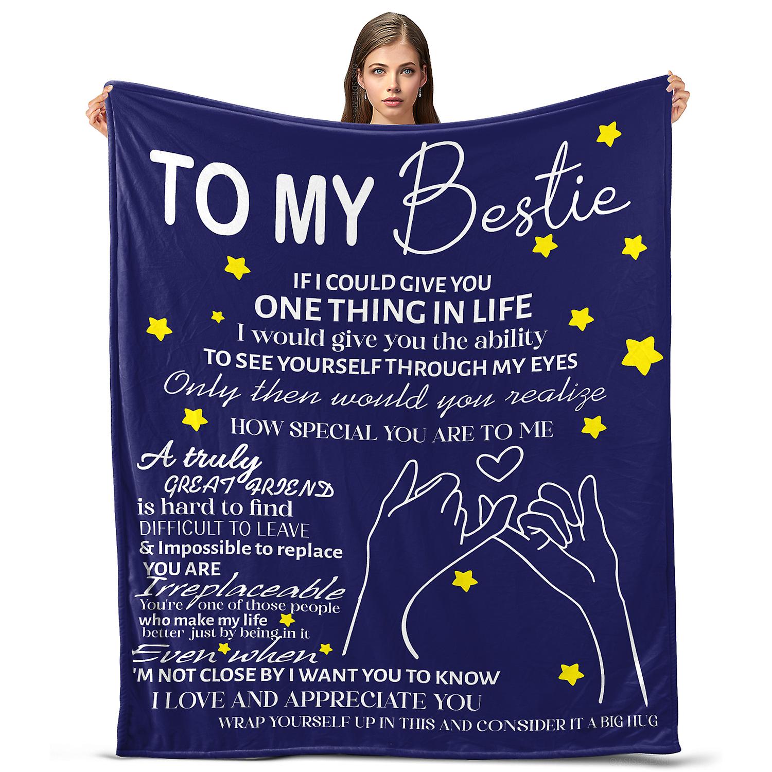Oasisdream Dark Blue Lightweight and Smooth Blanket for Bestie with Two Hands Together Print