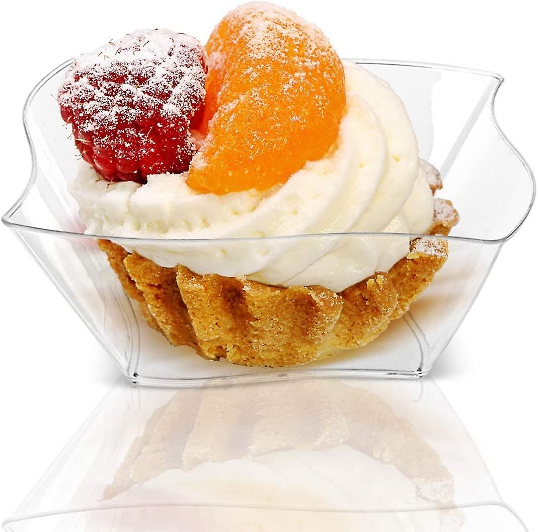 100 pieces mini dessert cups, 80ml plastic streamlined dessert cu