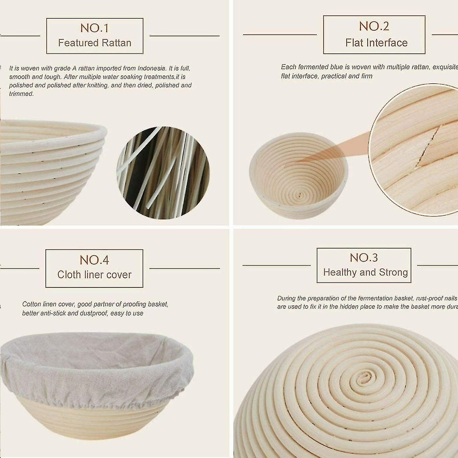9 inches 25 cm round Banneton bread proofing basket proofing storage basket tray
