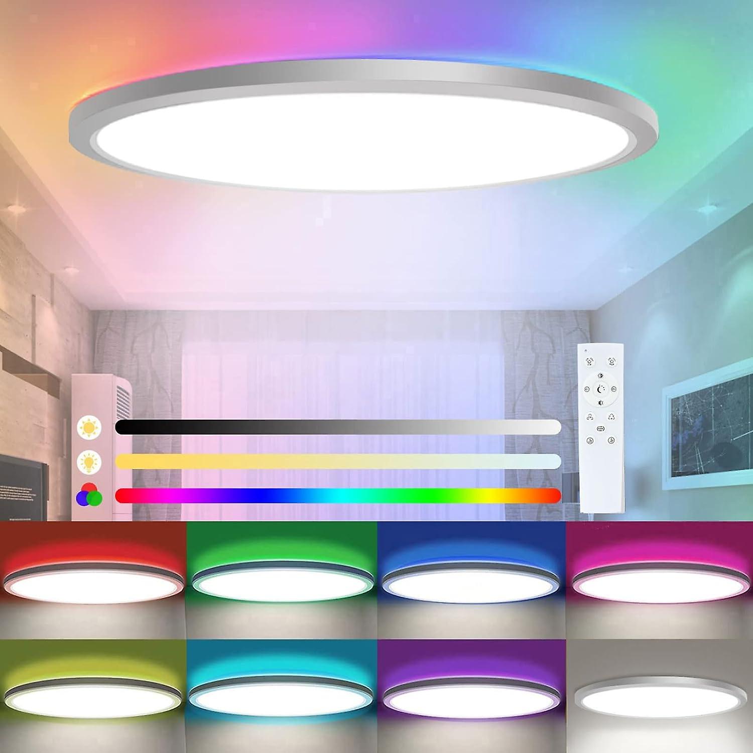 24W Dimmable LED Ceiling Light with Remote Control, 7 Color Changing RGB Backlight, 3200LM 3000K/400