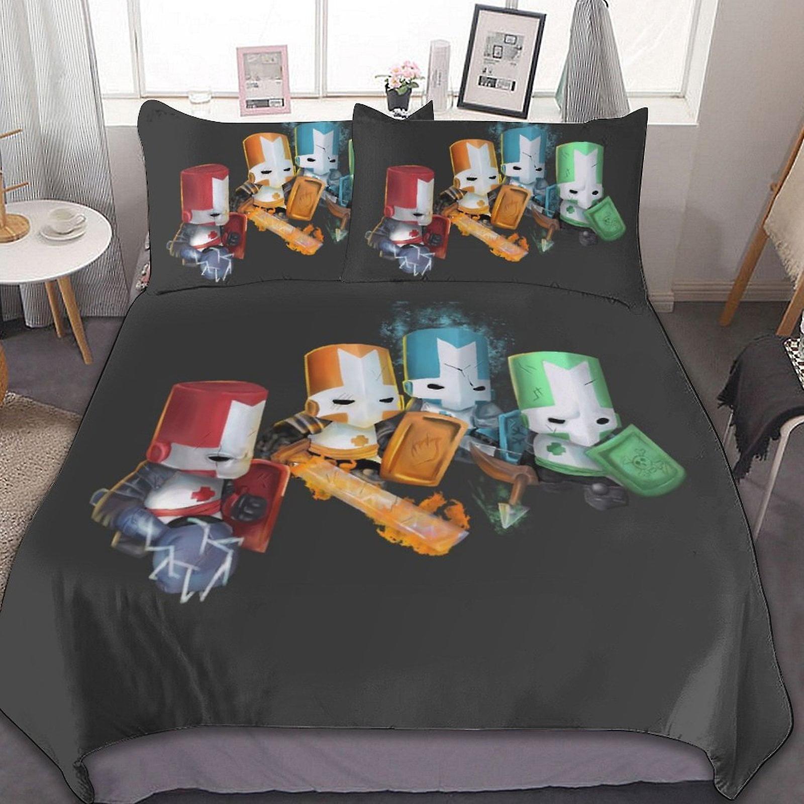 Castle Crashers 3 st lakan set Andningsbart påslakan med 2 kuddar Sham Soft All Seasons Sängkläder Set