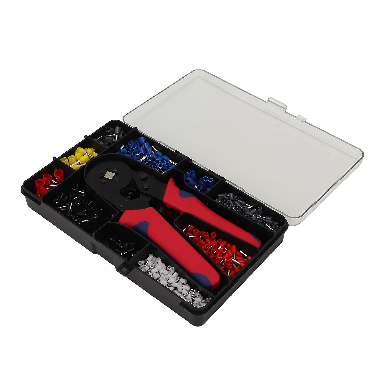 1201Pcs Electrical Wire Terminal Set Cold Pressed with Red Plier for No Soldering Electrical Connections 