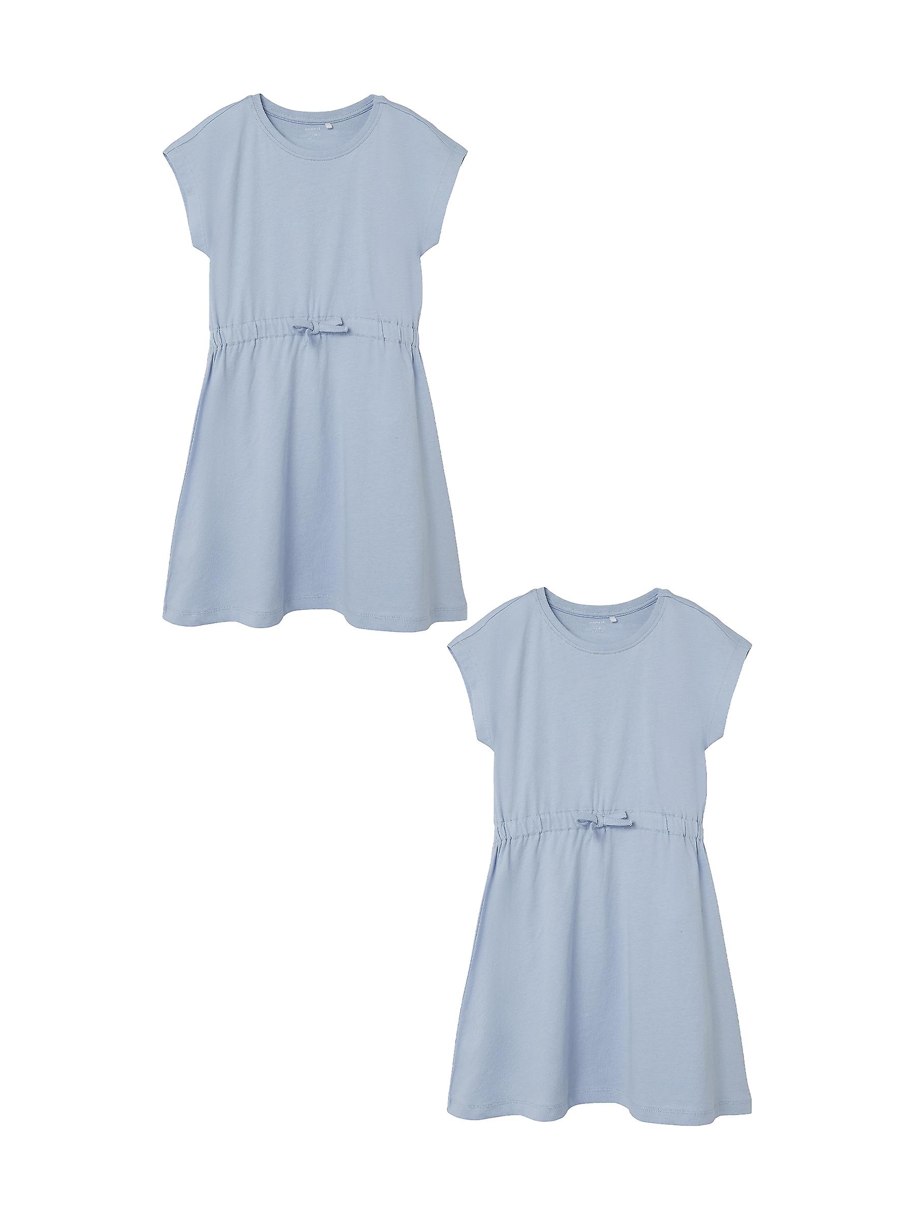 NAME IT Mädchen Kleid 2er-Set Midi Blusen Baumwolle Dress Kurzam Rundhals Kinder