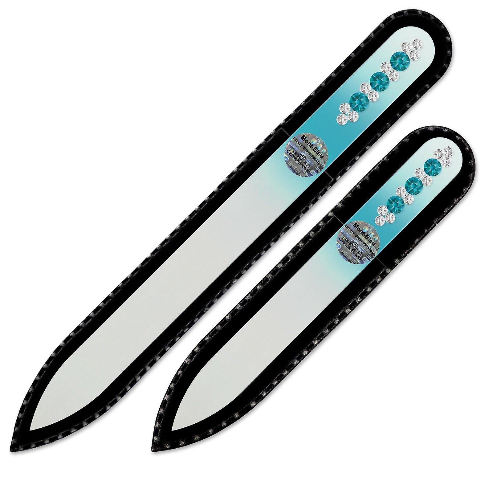 2-piece set with Hand Decorated Crystal Nail Files ORC-MS - Blue Zircon - Crystal