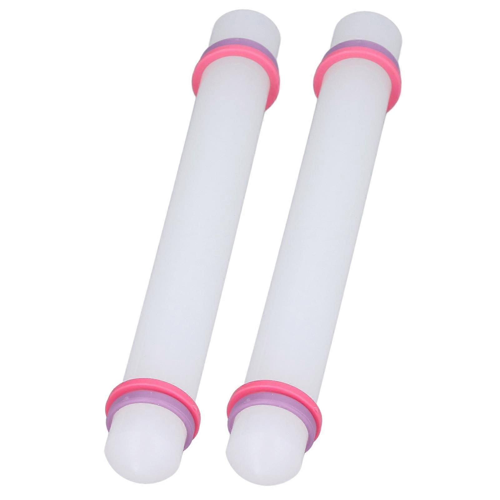 2Pcs Plastic Rolling Pin Safe Durable Sturdy Plastic Nonstick Surface Wide Application Small Rolling Pin