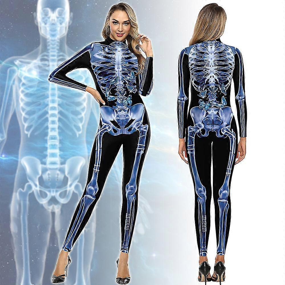 Halloween Skeleton Skin-tight Jumpsuit Cosplay Festival Jumpsuit