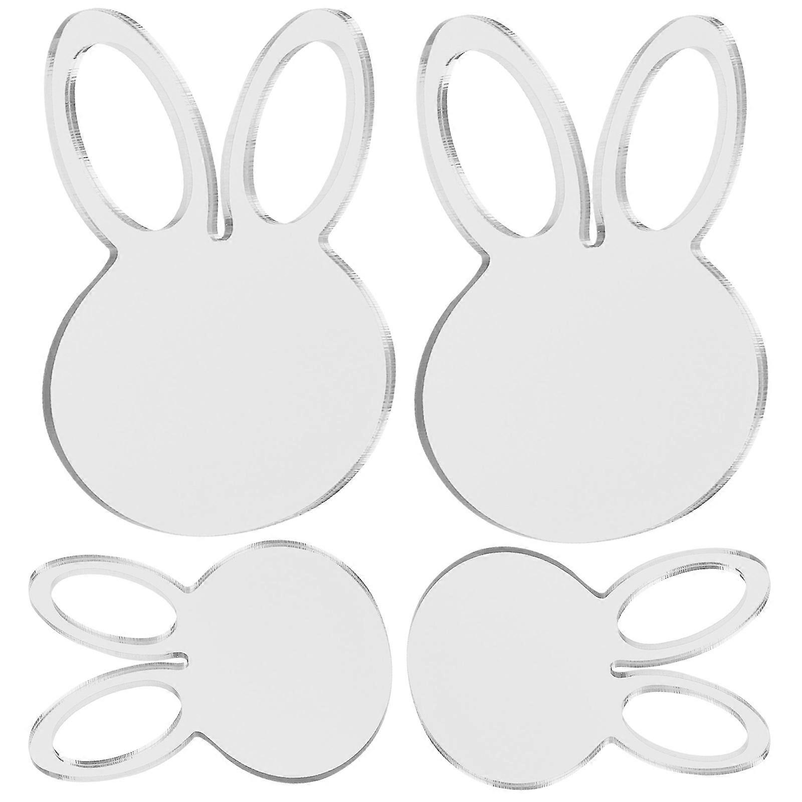 2pcs Acrylic Easter Ornaments Easter DIY Blank Tag Hanging Easter Rabbit Heads Silver